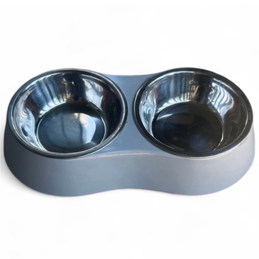 Stainless Steel Dog Bowl Set with Gray Base